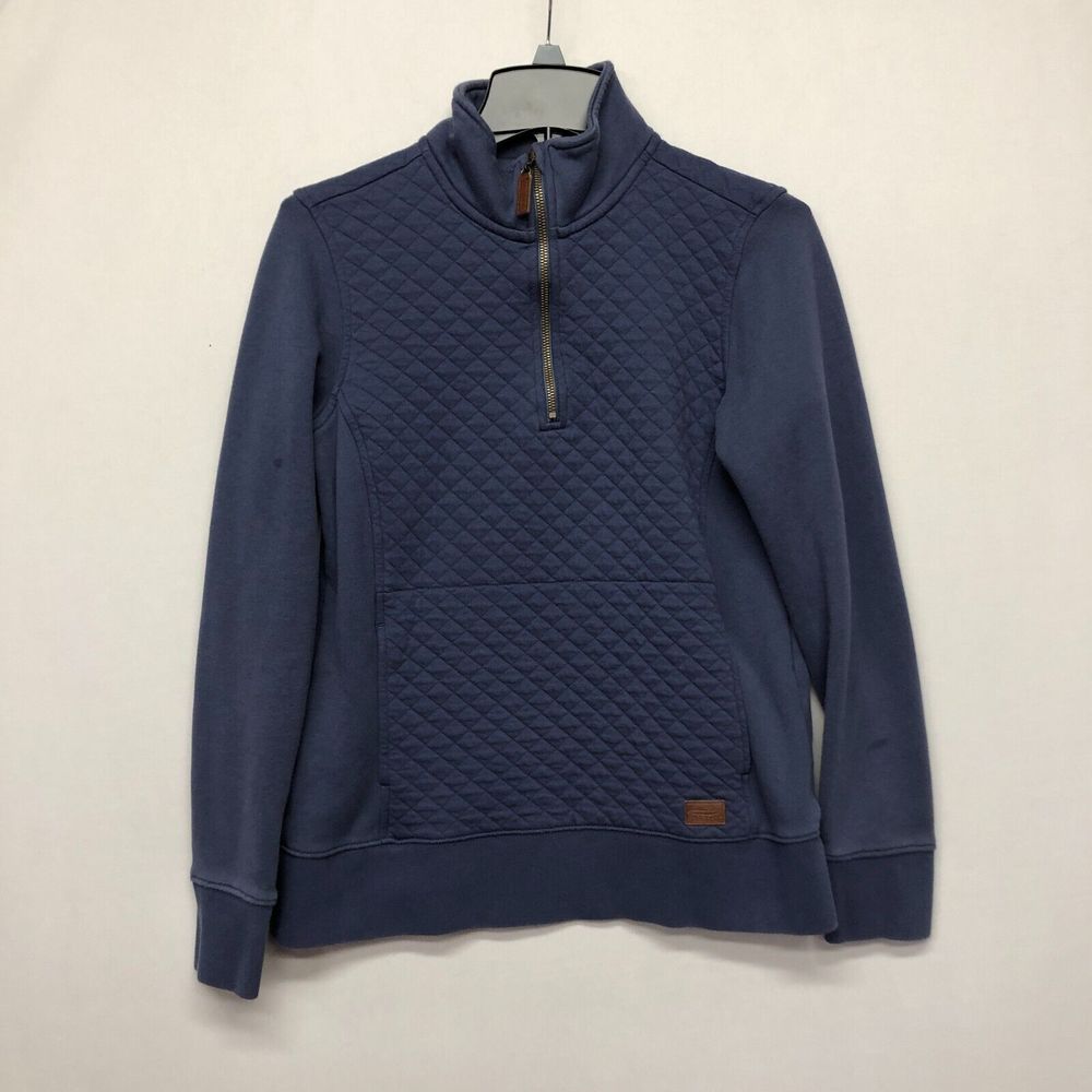 L.L.Bean Women 1/4 Zip Long Sleeve Quilted Sweatshirt Size Small Blue M123 -29